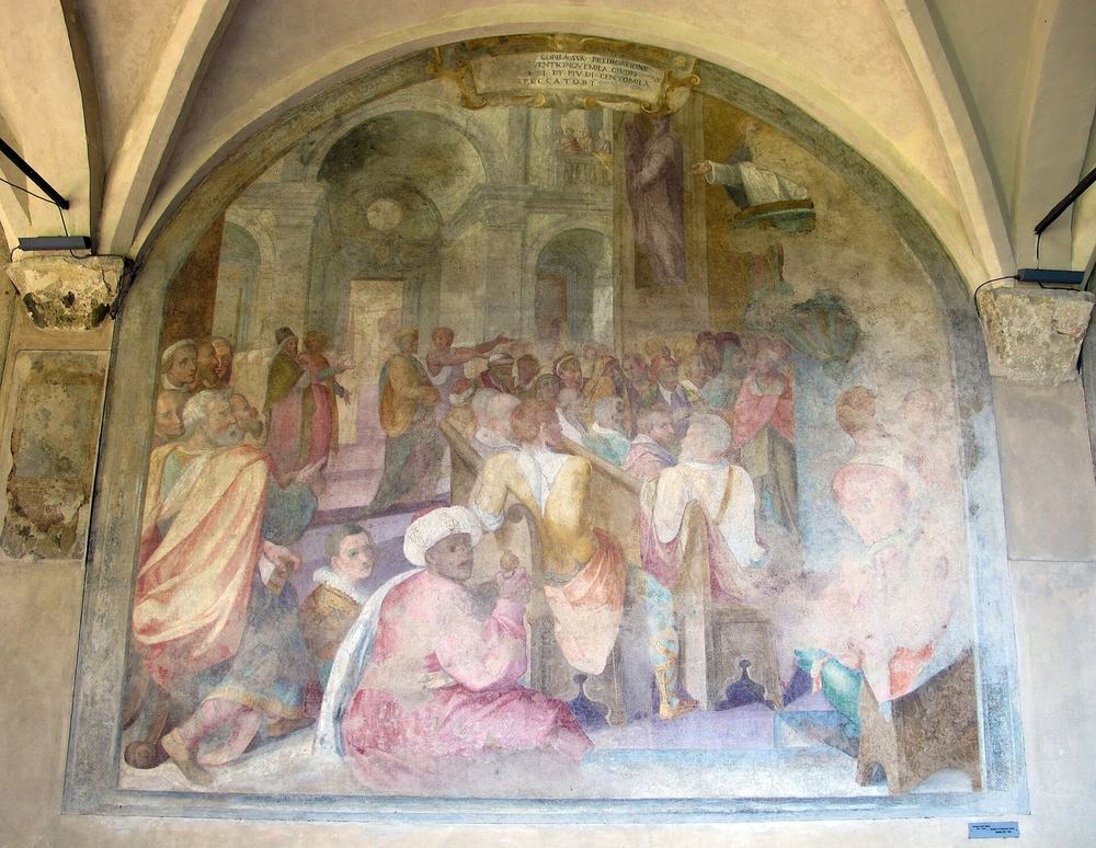San Vicente Ferrer predicando ante una multitud, fresco de Butteri